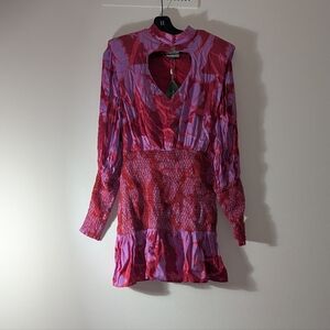 NWT Farm Rio Living Nature Heart Cutout Smocked Mini Dress Size Small